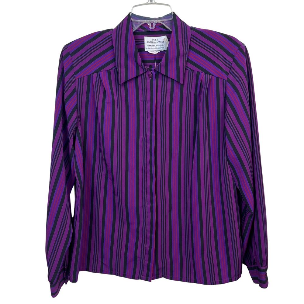 PENDLETON PURPLE STRIPE BLOUSE — WOMEN’S EST. LARGE